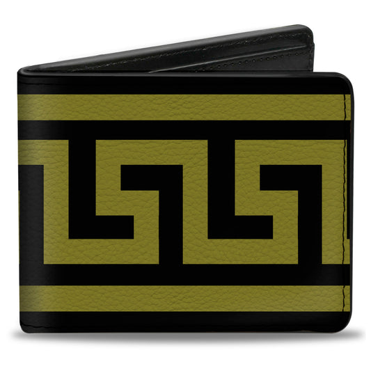 Bi-Fold Wallet - Greek Key Border Black Olive
