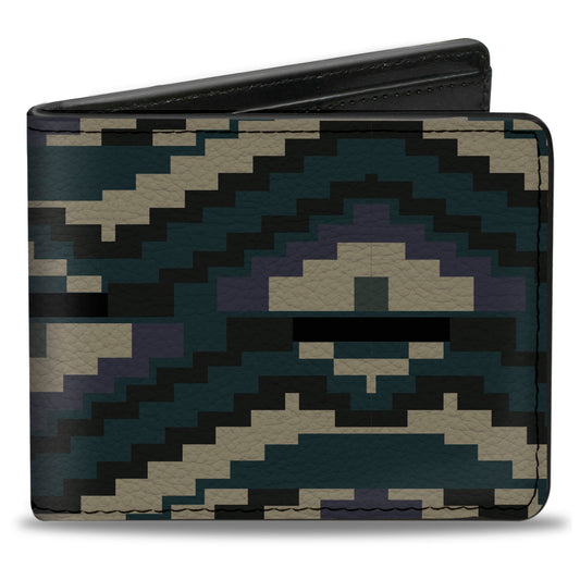 Bi-Fold Wallet - Geometric Chevron Gray Blue Purple