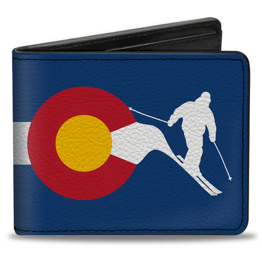 Bi-Fold Wallet - Colorado Skier2 Blue White Red Yellow