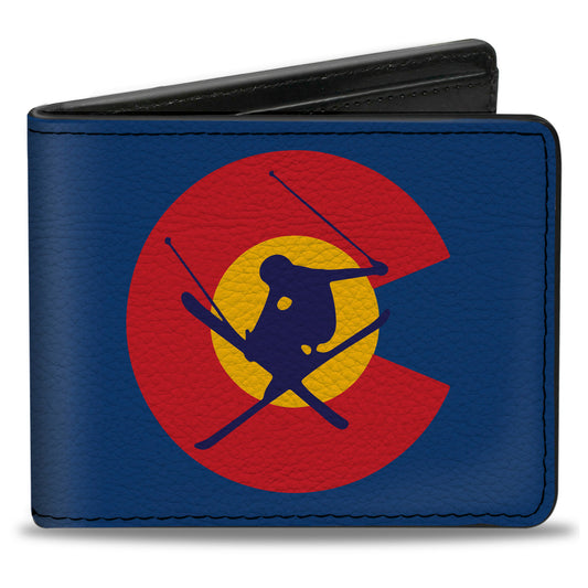 Bi-Fold Wallet - Colorado Skier3 Blues Red Yellow
