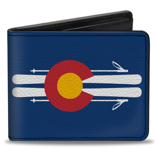 Bi-Fold Wallet - Colorado Logo Skis Blue White Red Yellow