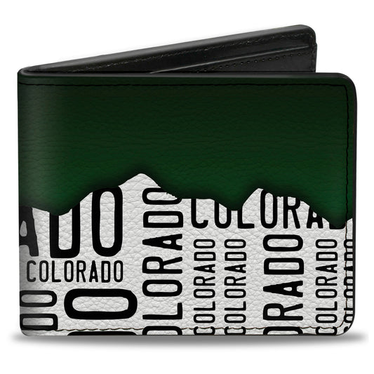 Bi-Fold Wallet - Colorado Mountains Green White Black Text