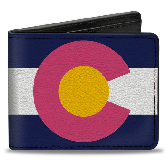 Bi-Fold Wallet - Colorado Flags6 Repeat Blue White Pink Yellow