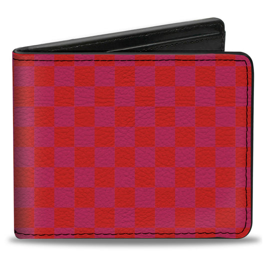 Bi-Fold Wallet - Checker Fluorescent Orange Pink