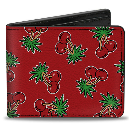 Bi-Fold Wallet - Cherries2 Scattered Red