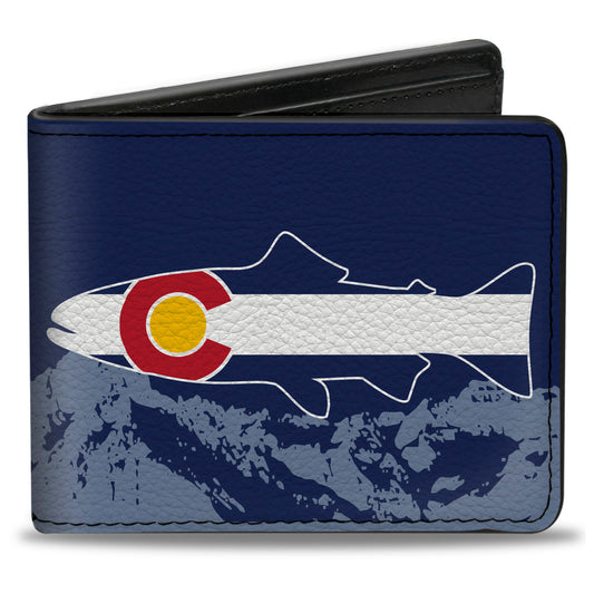 Bi-Fold Wallet - Colorado Trout Flag Blue White Red Yellow