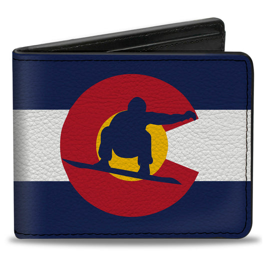 Bi-Fold Wallet - Colorado Flag Snowboarder Blue White Red Yellow