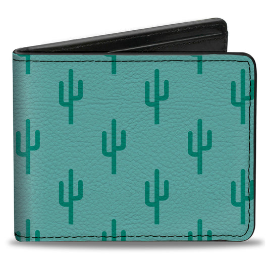 Bi-Fold Wallet - Cacti1 Aqua Blues