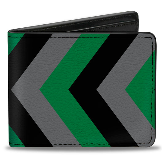 Bi-Fold Wallet - Chevron Green Black Gray