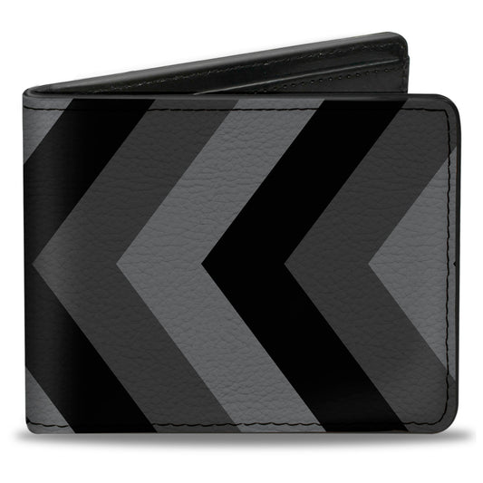 Bi-Fold Wallet - Chevron Gray Black Charcoal