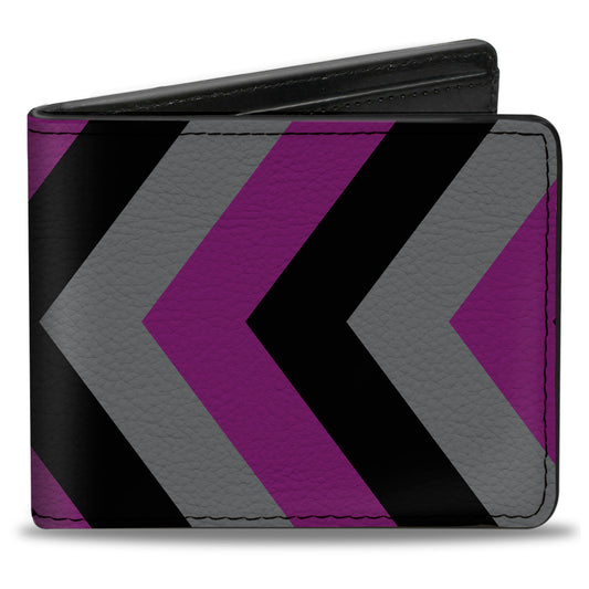 Bi-Fold Wallet - Chevron Purple Black Gray