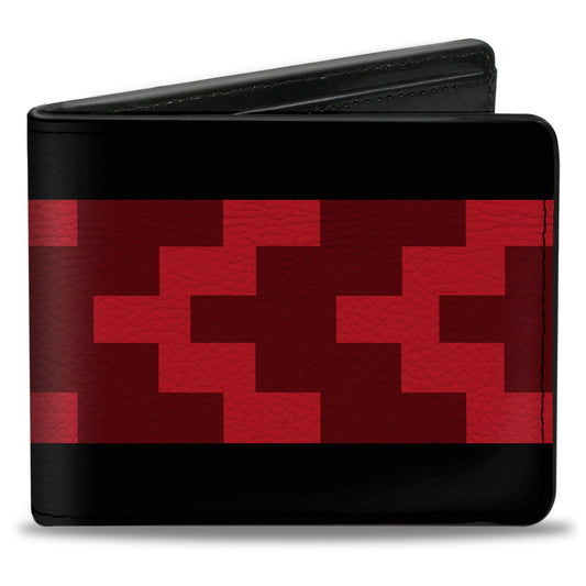 Bi-Fold Wallet - Chevron 8-Bit Black Reds