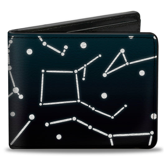 Bi-Fold Wallet - Constellations Scattered Midnight Blue White