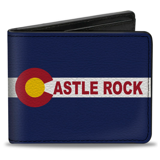 Bi-Fold Wallet - Colorado CASTLE ROCK Flag Blue White Red Yellows