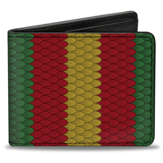Bi-Fold Wallet - Coral Snake Stripe Green Red Gold