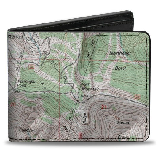 Bi-Fold Wallet - Colorado Vail Mountain Topographic Map