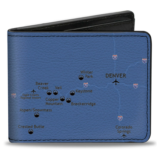 Bi-Fold Wallet - Colorado Mountains Map Blues