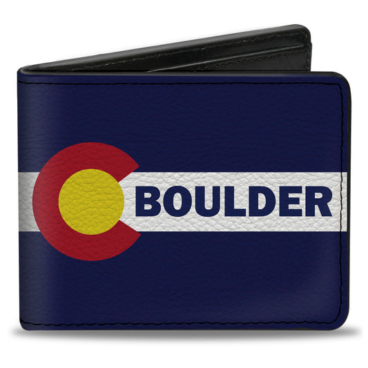 Bi-Fold Wallet - Colorado BOULDER Flag Blue White Red Yellow