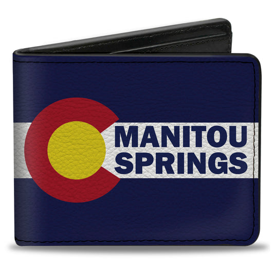 Bi-Fold Wallet - Colorado MANITOU SPRINGS Flag Blue White Red Yellow