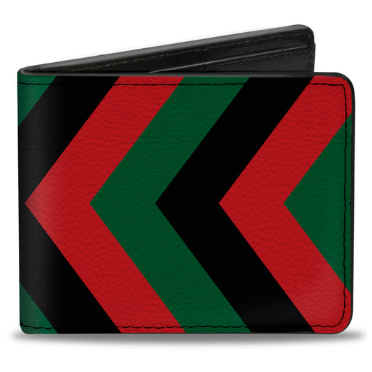 Bi-Fold Wallet - Chevron Green Black Red