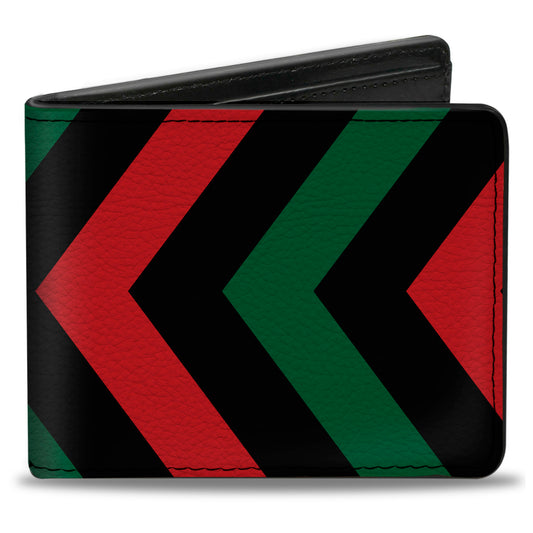 Bi-Fold Wallet - Chevron Black Red Black Green