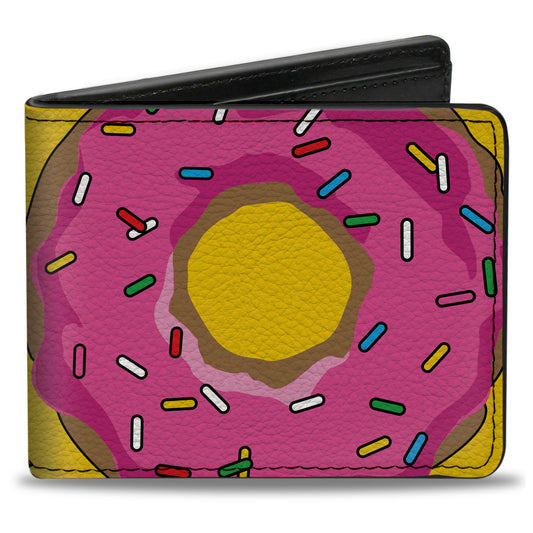 Bi-Fold Wallet - Sprinkled Pink Glaze Donut Yellow