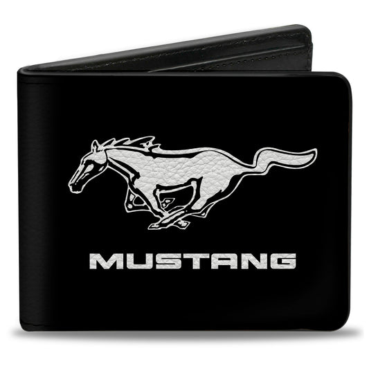 Bi-Fold Wallet - Ford Mustang Black White Logo CENTERED