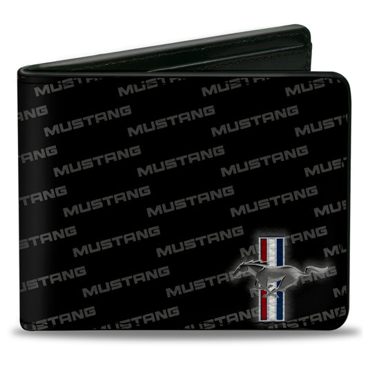 Bi-Fold Wallet - Ford Mustang w Bars CORNER w Text