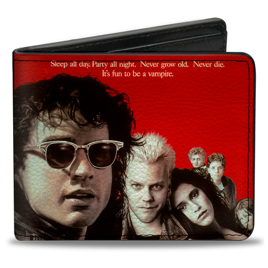 Bi-Fold Wallet - The Lost Boys Cast Pose Quote Red White + Logo Black White Red