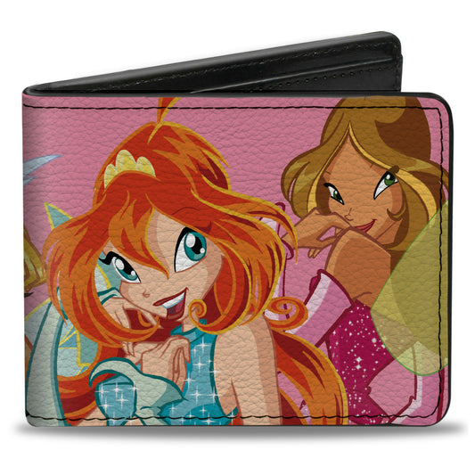 Bi-Fold Wallet - Winx Club Fairies Character Group Pose Pink