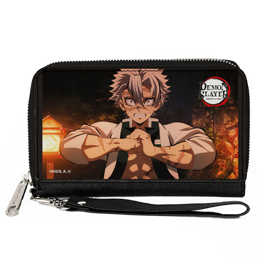 PU Zip Around Wallet Rectangle - Demon Slayer Sanemi Shinazugawa Fist Flex Pose