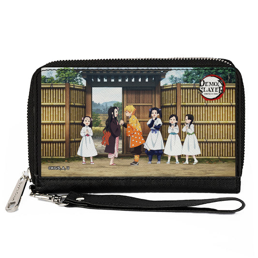 PU Zip Around Wallet Rectangle - Demon Slayer Nezuko and Zenitsu Butterfly Mansion Scene