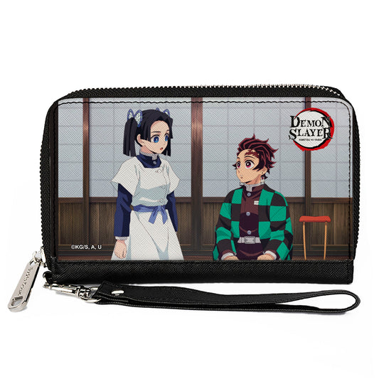 PU Zip Around Wallet Rectangle - Demon Slayer Aoi Kanzaki and Tanjiro Kamado Scene