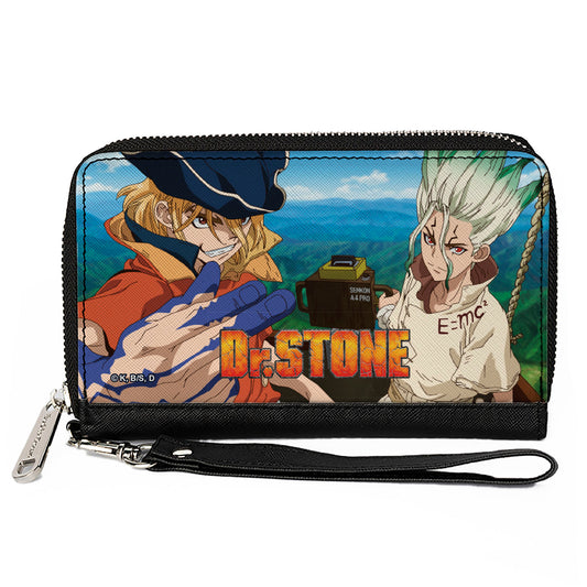 PU Zip Around Wallet Rectangle - DR. STONE Ryusui and Senku Pose and Title Logo