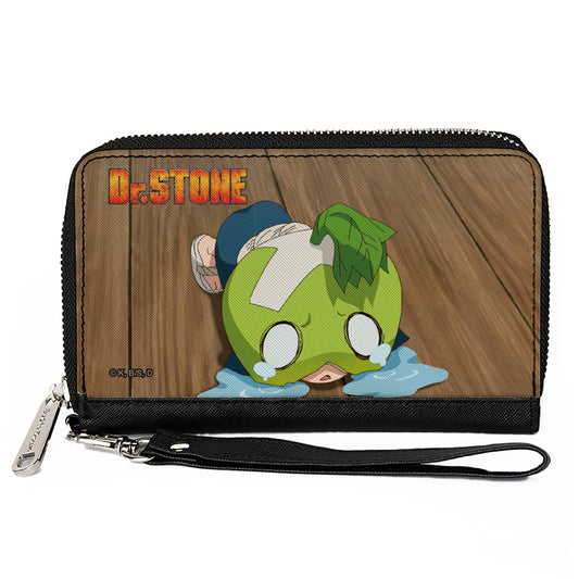PU Zip Around Wallet Rectangle - DR. STONE Suika Crying Pose and Title Logo Browns