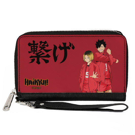 PU Zip Around Wallet Rectangle - HAIKYU Nekoma High School Kozume and Kuroo CONNECT Pose Red