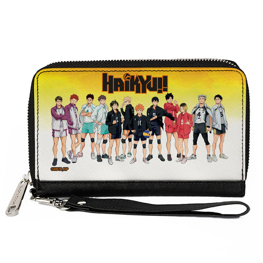 PU Zip Around Wallet Rectangle - HAIKYU Six Volleyball Team Player Pairs Line Up Yellows