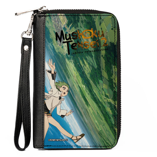 PU Zip Around Wallet Rectangle - MUSHOKU TENSEI Sylphiette Teleport Fall Scene and Title Logo