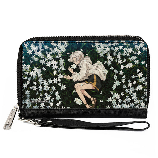 PU Zip Around Wallet Rectangle - Mushoku Tensei Sylphiette Sleeping on Flowers Scene