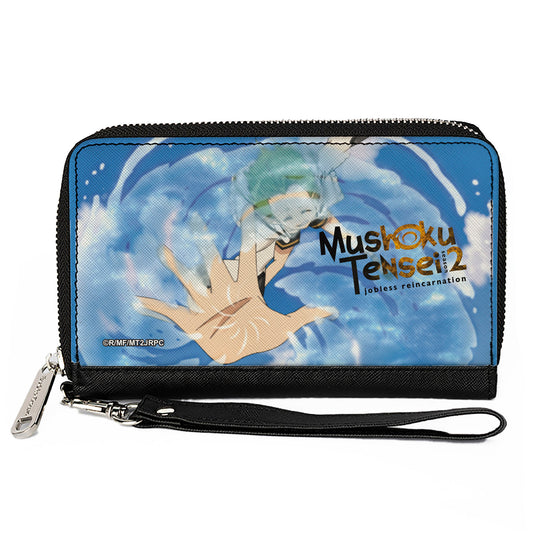 PU Zip Around Wallet Rectangle - MUSHOKU TENSEI Sylphiette Releasing Water Scene Blues