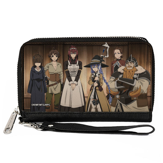 PU Zip Around Wallet Rectangle - Mushoku Tensei Roxy and Five Character Reunion Group Pose
