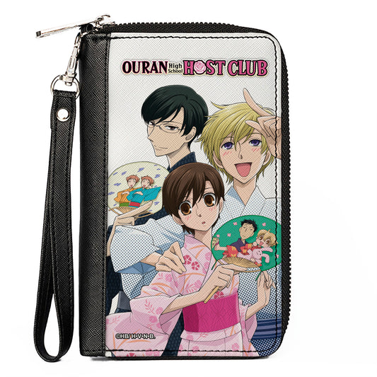 PU Zip Around Wallet Rectangle - OURAN HIGH SCHOOL HOST CLUB Kimono Group Pose White
