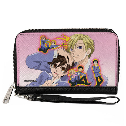 PU Zip Around Wallet Rectangle - Ouran High School Host Club Character Group Pose Pinks