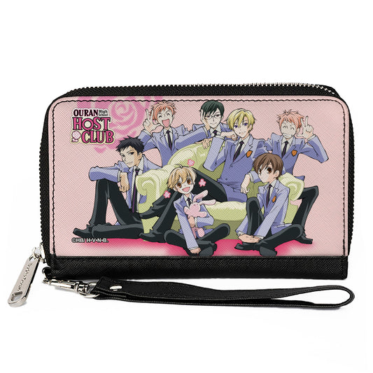 PU Zip Around Wallet Rectangle - Ouran High School Host Club Sitting Group Pose Pinks