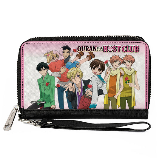 PU Zip Around Wallet Rectangle - Ouran High School Host Club Casual Dress with Roses Group Pose White