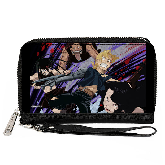 PU Zip Around Wallet Rectangle - Fullmetal Alchemist Brotherhood Edward and Three Homunculi Group Scene