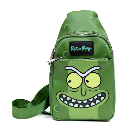 Cross Body Sling Bag - Rick and Morty Pickle Rick Expression Greens