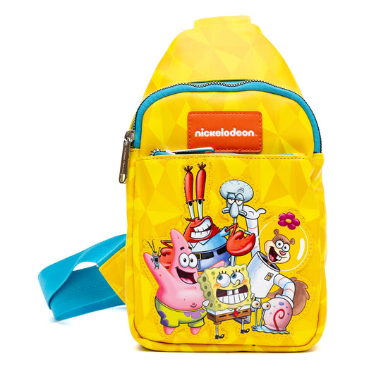 Cross Body Sling Bag - SpongeBob SquarePants and Friends Pose Applique Yellows