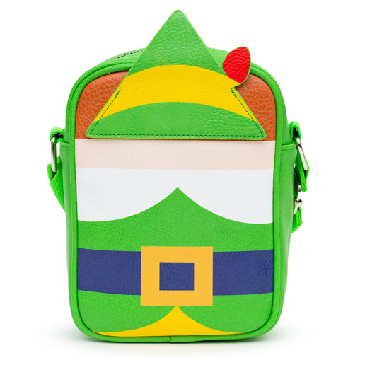 Flat Crossbody Bag - Buddy The Elf Character Bounding Green