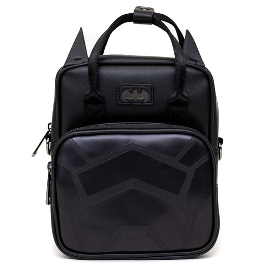 Crossbody Bag with Handles - Batman Embossed Armor Texture Black